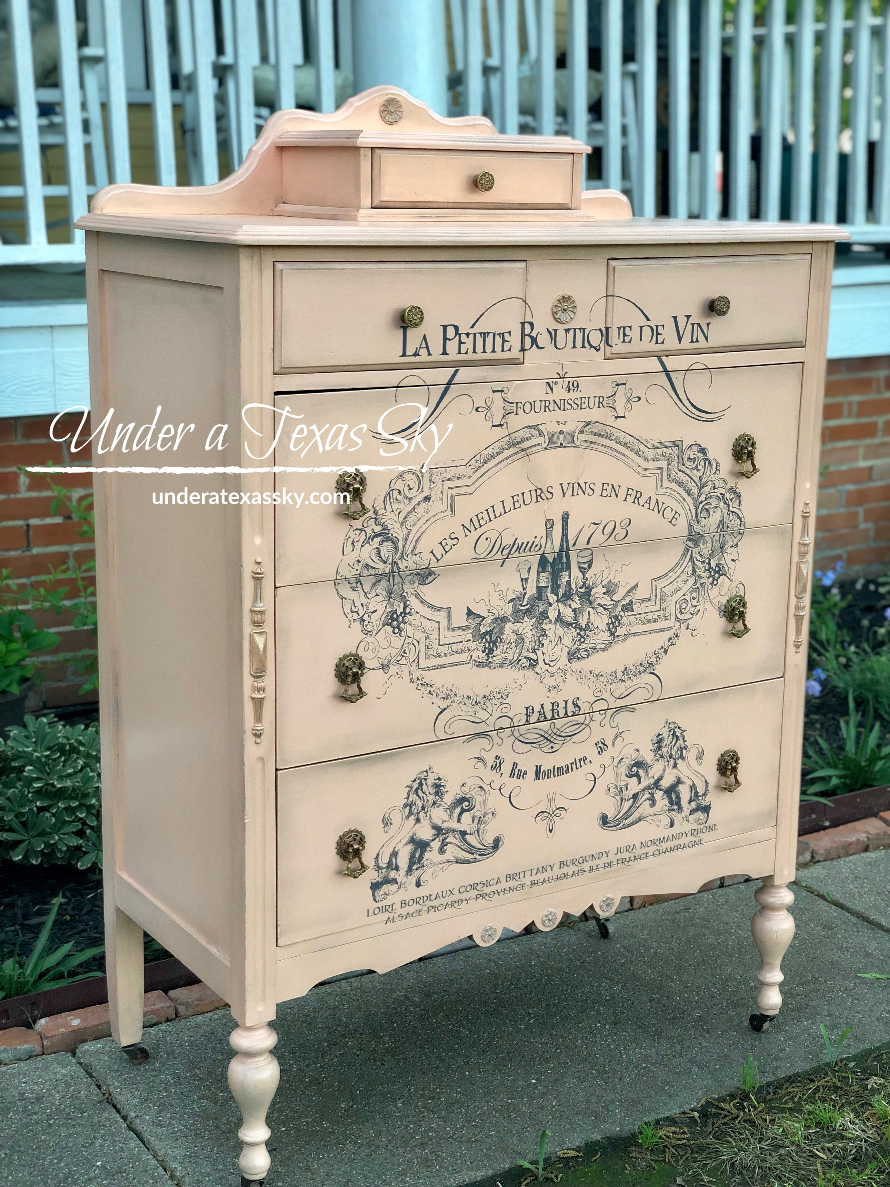 Chest of Drawers Makeover in Dixie Belle Apricot - Under a Texas Sky