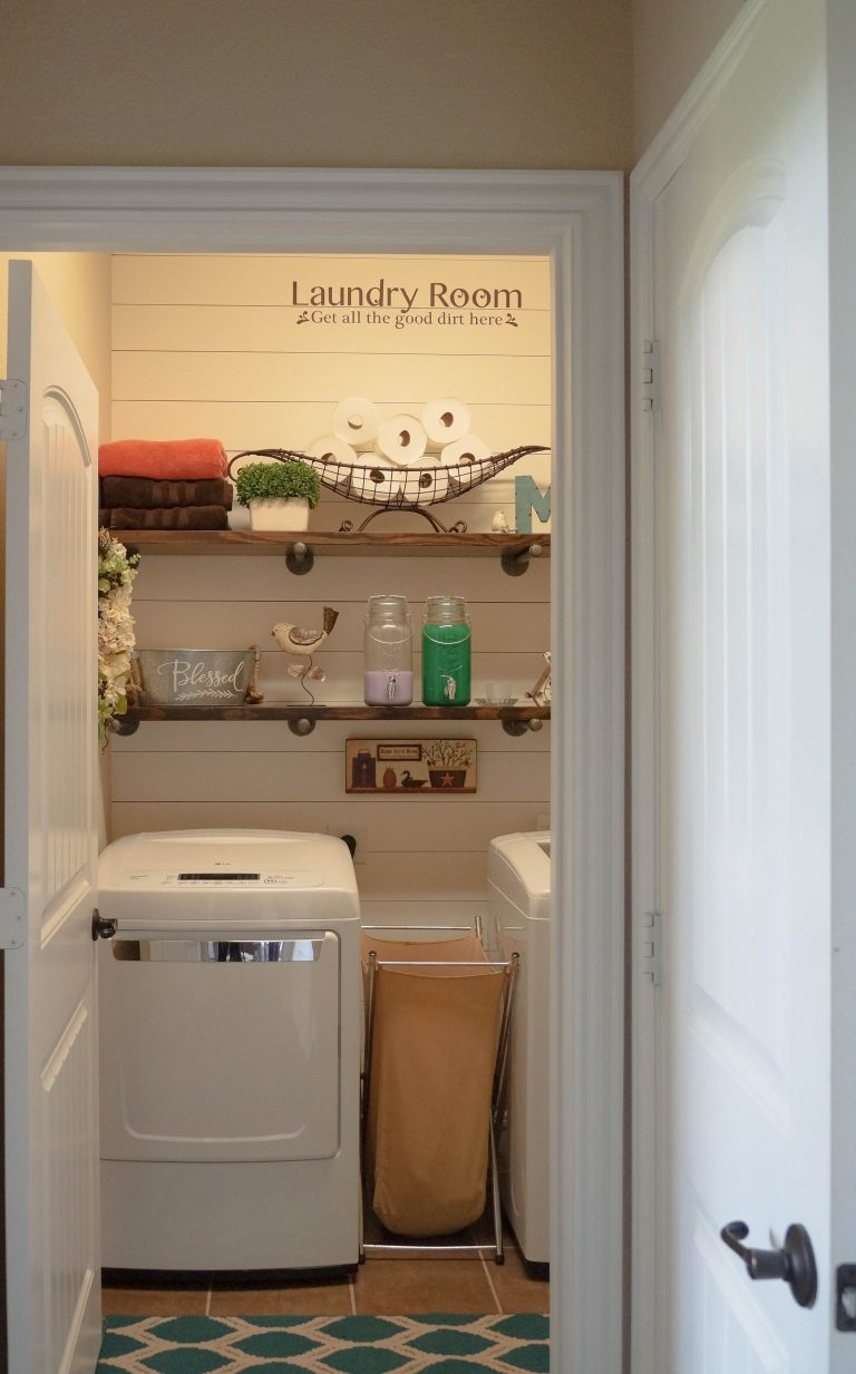 Shiplap Wall Accent Laundry Room Makeover